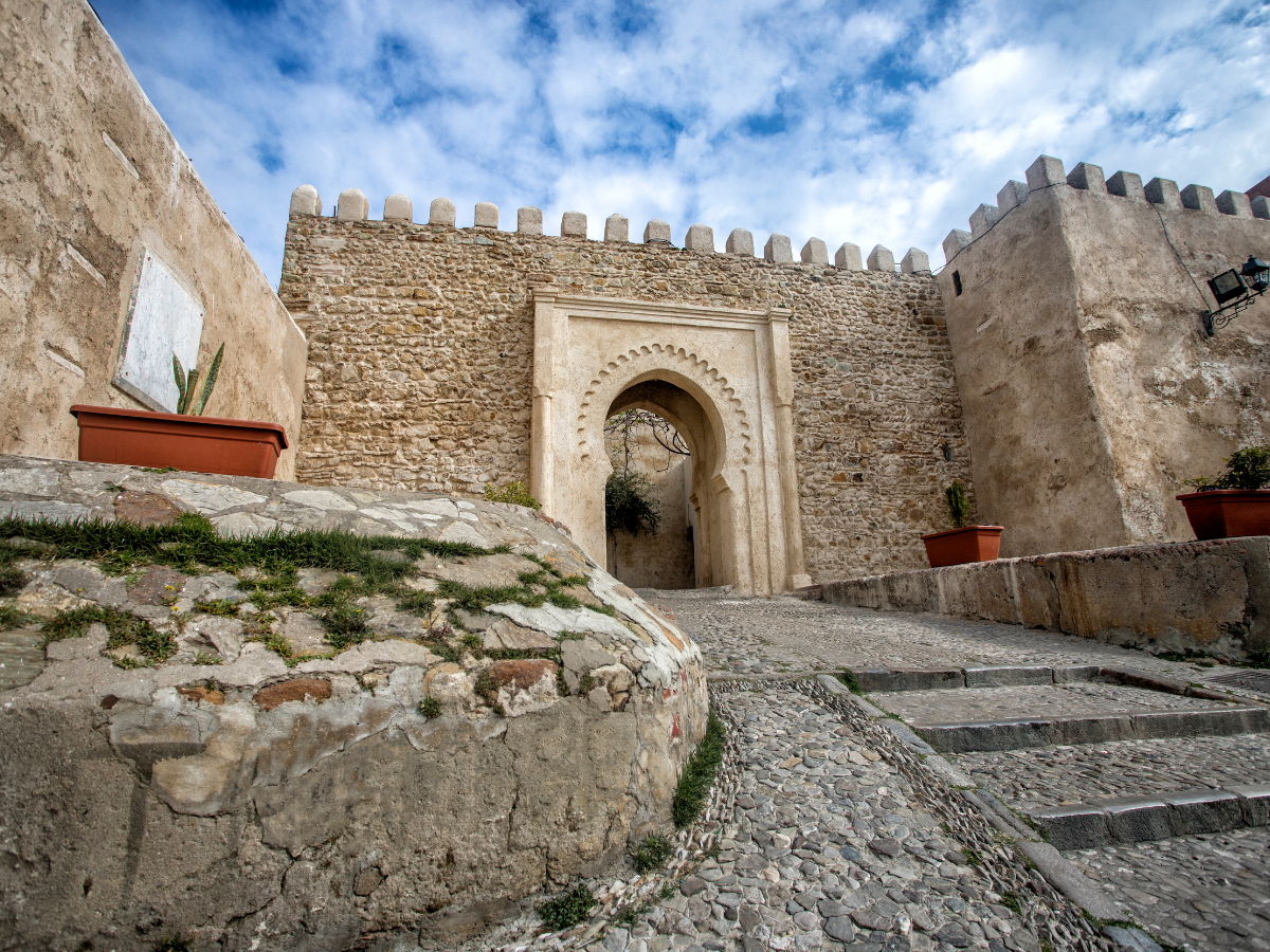 Kasbah of Oudayas blue and white alleyway with river view in Rabat, one of the Highlights of Rabat